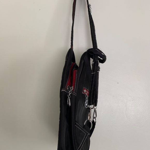 Black Dragonfly Embroidered Convertible Backpack / Sling Bag - Picture 6 of 13